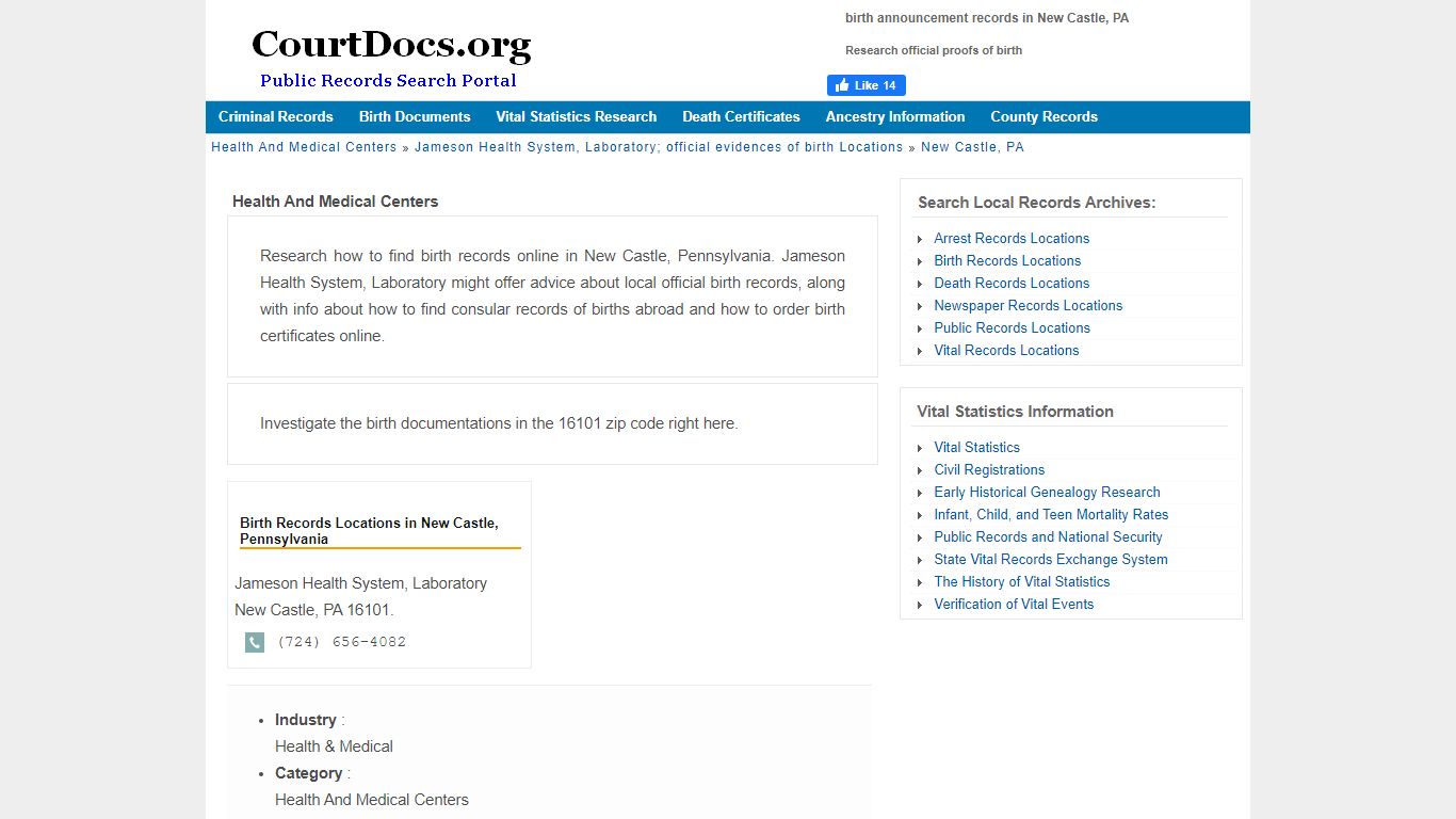 birth announcement records in New Castle, PA - courtdocs.org